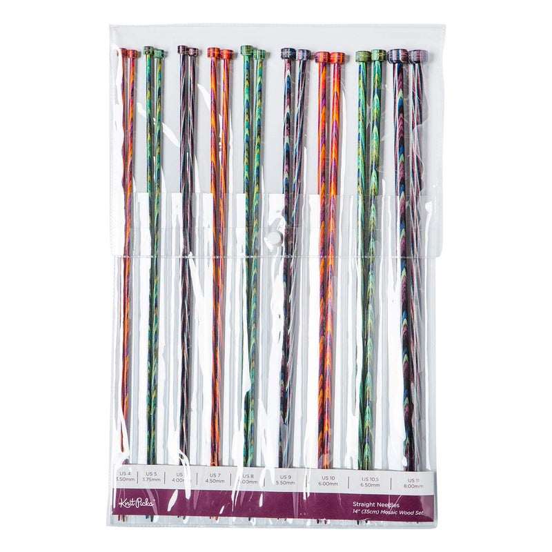 KnitPicks Knit Picks Straight Single Point Wood Knitting Needle Set US 4-11 (Mosaic 14") - Image 2
